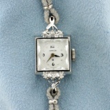 Antique Hamilton Diamond Watch With Solid 10k White Gold Case