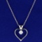 1/5ct Diamond Heart Necklace In 14k White Gold