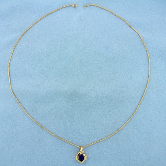 1.5ct Natural Alexandrite And Diamond Necklace In 14k Yellow Gold