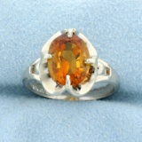 Unique 2.5ct Solitaire Citrine Ring In 10k White Gold