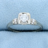 3 Stone Diamond Engagement Ring In 14k White Gold