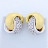 3/4ct Tw Diamond Clip-on Earrings In 18k Yellow And White Gold