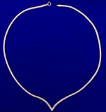 Italian Made Herringbone Necklace In 14k Yellow, White, And Rose Gold