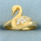 Swan Diamond Ring In 18k Yellow Gold