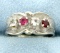 Pink Topaz, Garnet, & White Sapphire Ring In 14k White Gold