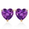 6mm Amethyst Heart Stud Earrings In 10k Yellow Gold