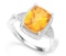 Checkerboard Cut 2.5ct Citrine & Diamond Ring In Sterling Silver