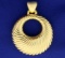 Large Italian Made Designer Door Knocker Style Pendant In 14k Yellow Gold