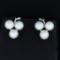 Vintage Cultured Akoya Pearl Screw Back Earrings For Non Pierced Ears In 14k White Gold