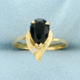 Vintage Onyx And Diamond Ring In 14k Yellow Gold