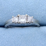 1ct Tw Three Stone Princess Cut Diamond Engagement Or Anniversary Ring In 14k White Gold