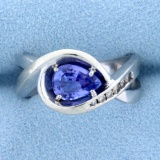 Diamond And Tanzanite Infinity Ring In 14k White Gold