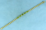 Peridot And Diamond Bracelet In 14k Yellow Gold