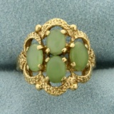 Natural Jade Ring In 10k Yellow Gold