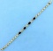 6 1/2 Inch Natural Sapphire And Diamond Gold Link Bracelet In 14k Yellow Gold