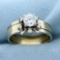 Vintage Diamond And Cz Starburst Ring In 14k Yellow And White Gold