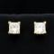 1ct Tw Princess Cut Diamond Stud Earrings In 14k Yellow Gold