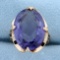 Vintage Large 15ct Purple Sapphire Ring In 14k Rose Gold