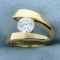 1.5ct Cz Solitaire Ring In 14k Yellow Gold