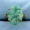 Natural Jade And White Sapphire Statement Ring In 14k Yellow Gold