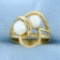 Knot Design Pearl Ring In 14k Yellow Gold