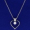 1/5ct Diamond Heart Necklace In 14k White Gold