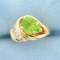 Designer 2ct Tw Peridot And Diamond Ring In 14k Yellow Gold
