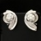 Feather Design Diamond Earrings In 14k White Gold