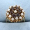 Vintage Garnet And Pearl Target Ring In 14k Yellow Gold