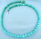 Antique Heavy Persian Turquoise Bead Necklace In 18k White Gold