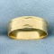 Men's Unique Crosshatch Design Wedding Band Ring In 14k Yellow Gold