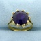 4ct Amethyst Solitaire Ring In 18k Yellow Gold