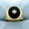 Men's Antique Onyx And Diamond Ring In 14k Yellow Gold