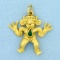 Aztec Figurine Pendant With Emerald In 18k Yellow Gold