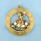 Ballerina Pendant With Rubies, Sapphires, And Pearls In 14k Yellow Gold