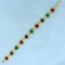 7.5ct Tw Cabochon Emerald, Amethyst, And Spessartite Garnet Line Bracelet In 14k Yellow Gold