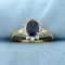 Natural Alexandrite And Diamond Ring In 14k Yellow Gold