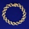Floral Design Heart Link Bracelet In 14k Yellow, White, And Rose Gold