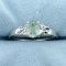1ct Green Sapphire And Diamond Ring In 14k White Gold