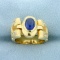 Unique 1 1/3ct Tw Sapphire And Diamond Hinging Ring In 10k Yellow Gold