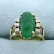 Jade And Diamond Ring In 14k Yellow Gold