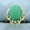 11ct Jade And Diamond Ring In 14k Yellow Gold