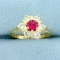 1ct Tw Pink And White Sapphire Flower Ring In 14k Yellow Gold