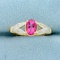 1ct Pink Topaz And Diamond Ring In 14k Yellow And White Gold
