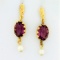 4ct Tw Amethyst And Pearl Dangle Earrings In 14k Yellow Gold