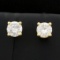 1ct Tw Diamond Stud Earrings In 14k Yellow Gold Basket Settings