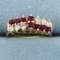 2/3ct Tw Ruby And Diamond Cathedral Style Ring In 14k Yellow Gold