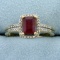Untreated 1ct Ruby And Diamond Halo Ring In 14k Yellow Gold