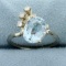Sky Blue Topaz And Diamond Ring In 10k White Gold