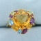 Multi-gemstone And Diamond Heart Ring In 14k Yellow Gold